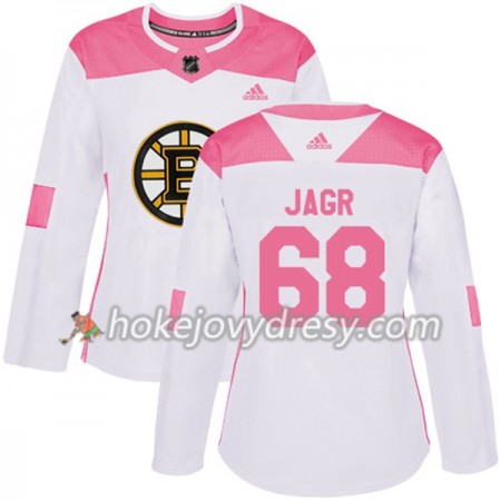 Dámské Hokejový Dres Boston Bruins Jaromir Jagr 68 Bílá 2017-2018 Adidas Růžová Fashion Authentic